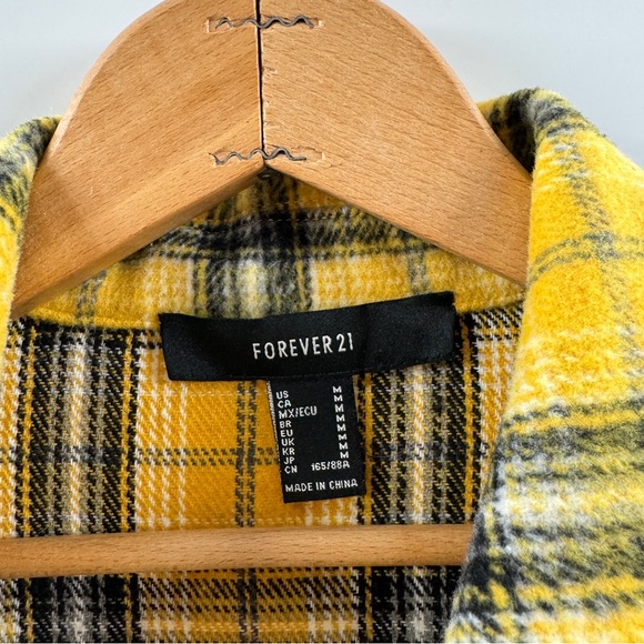 Forever 21 Yellow Plaid Button-Up Jacket Size Medium - Picture 4 of 7